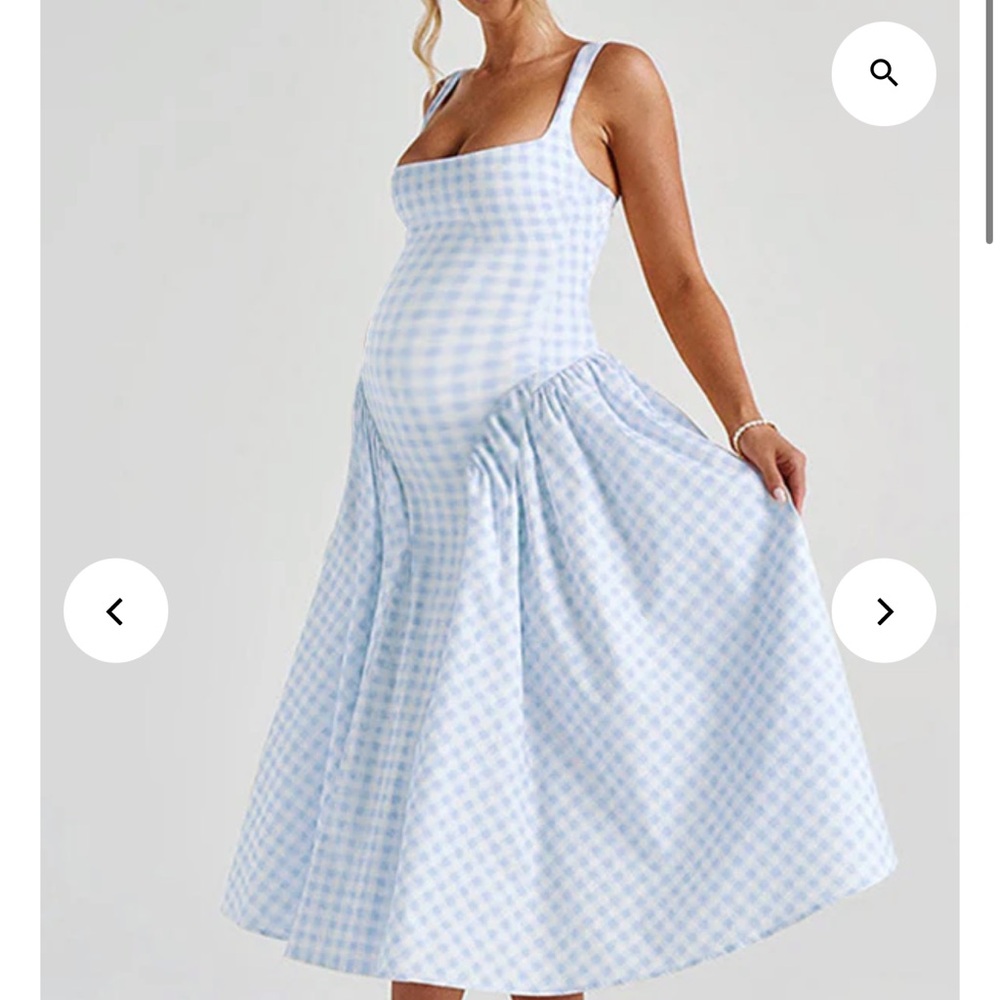 Blue Gingham Maternity Dress